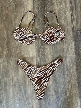 Lahana Swim Bikini Set in Brown Zebra